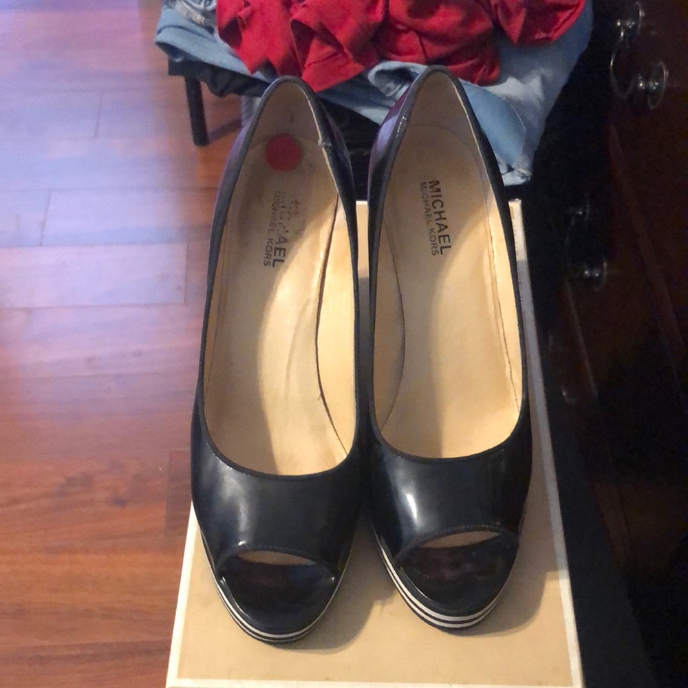 MICHAEL Michael Kors Black and White Wedge Shoes